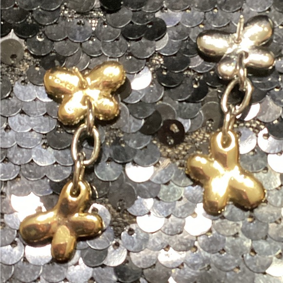 Rare Unique Coach Gold and Silver Butterfly Drop Earrings - Picture 4 of 6